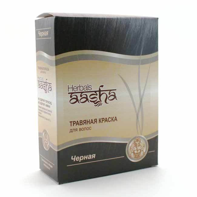 Aasha Herbals. Краска для волос травяная Черная, 60 г