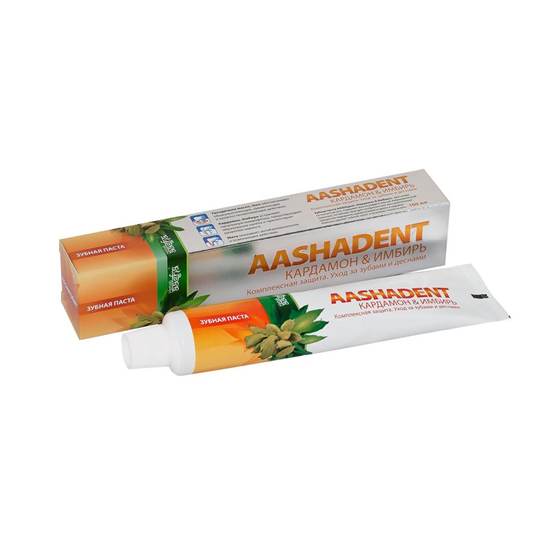 Aasha Herbals. Aashadent Зубная паста Комплексная защита Кардамон и Имбирь, 100 мл