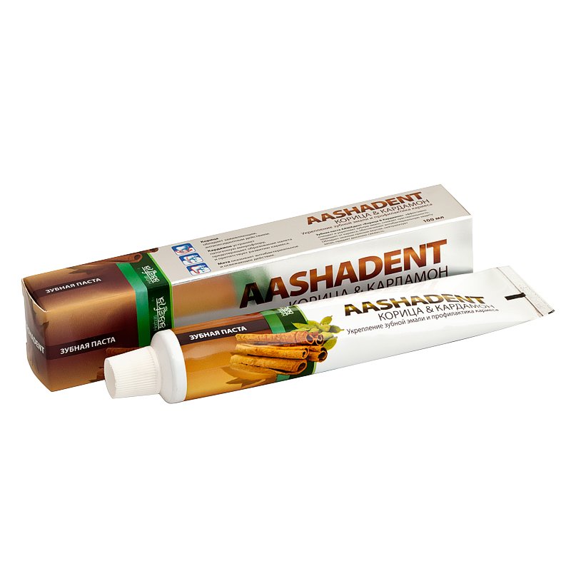 Aasha Herbals. Aashadent Зубная паста Укрепляющая Корица и Кардамон, 100 мл