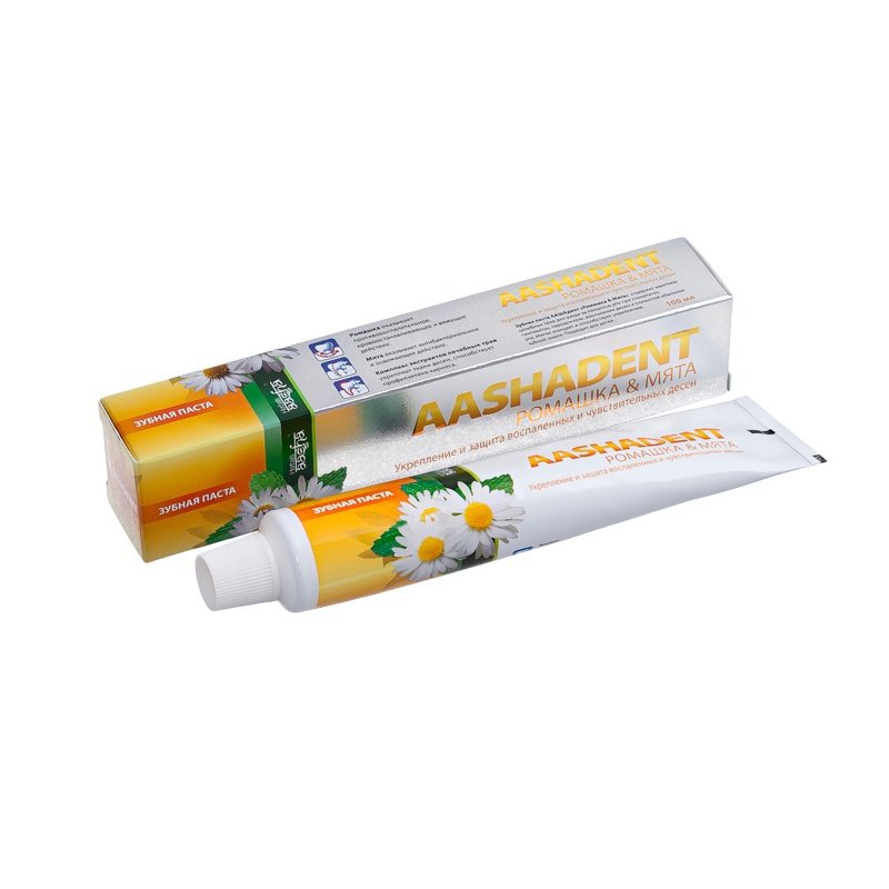 Aasha Herbals. Aashadent Зубная паста Защита десен Ромашка и Мята, 100 мл