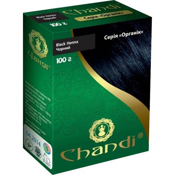 Chandi. Краска для волос травяная Органик Черная, 100 г