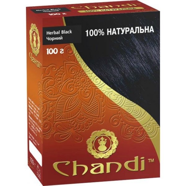 Chandi. Краска для волос на основе хны натуральная Черная, 100 г
