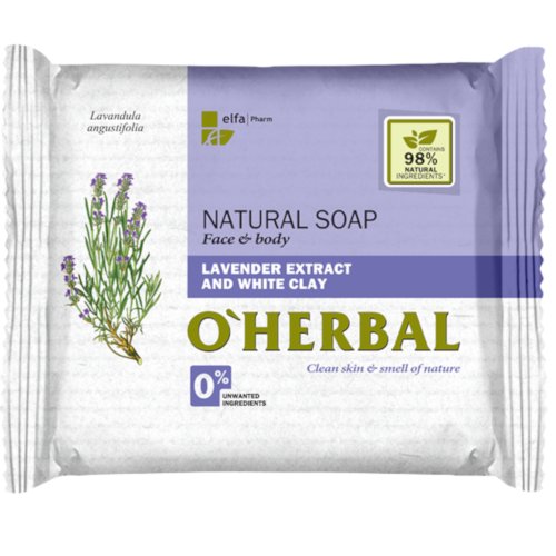 O'Herbal. Натуральное мыло с экстрактом Лаванды и Белой глиной, 100 г