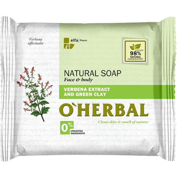 O'Herbal. Натуральное мыло с экстрактом Вербены и Зеленой глиной, 100 г