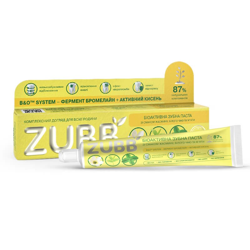 ZUBB. Зубная паста биоактивная Жасмин, Белый чай и Мята, 90 г